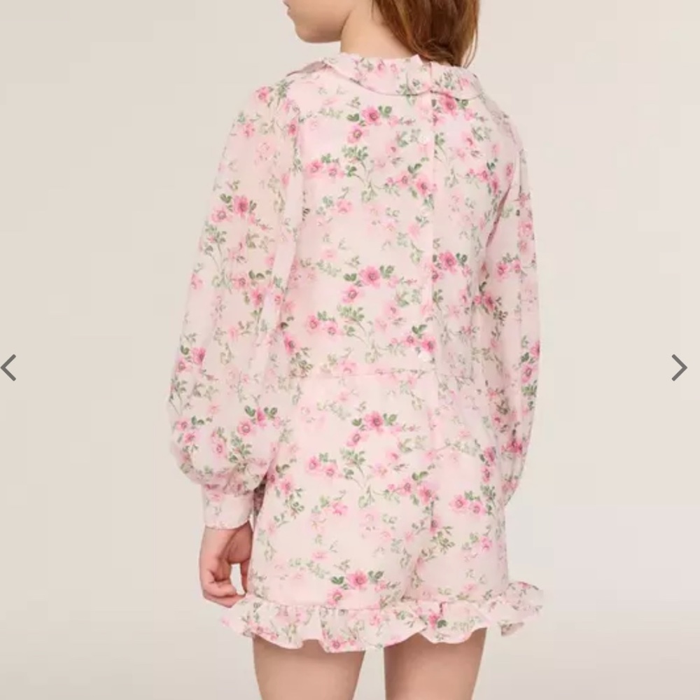 Janie & Jack FLORAL RUFFLE CHIFFON ROMPER - Picture 3 of 12